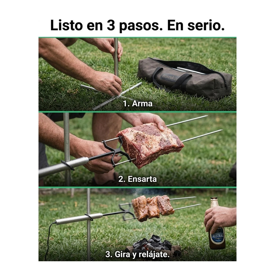 Spiedo Kanka Asador Inoxidable Con Motor Eléctrico 10kg Chile