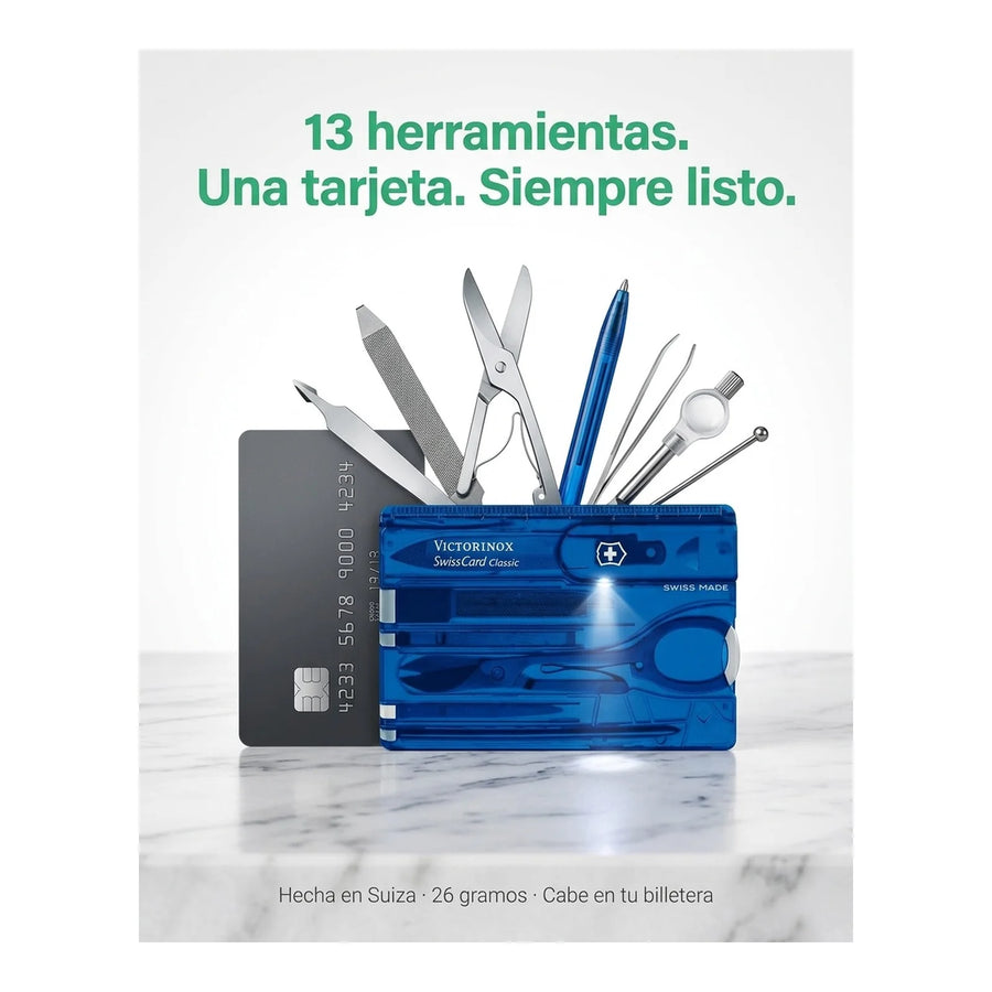 Swisscard Lite Victorinox Azul 0.7122.t2 Con Luz Premium