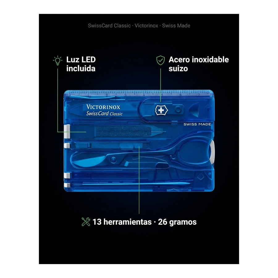 Swisscard Lite Victorinox Azul 0.7122.t2 Con Luz Premium