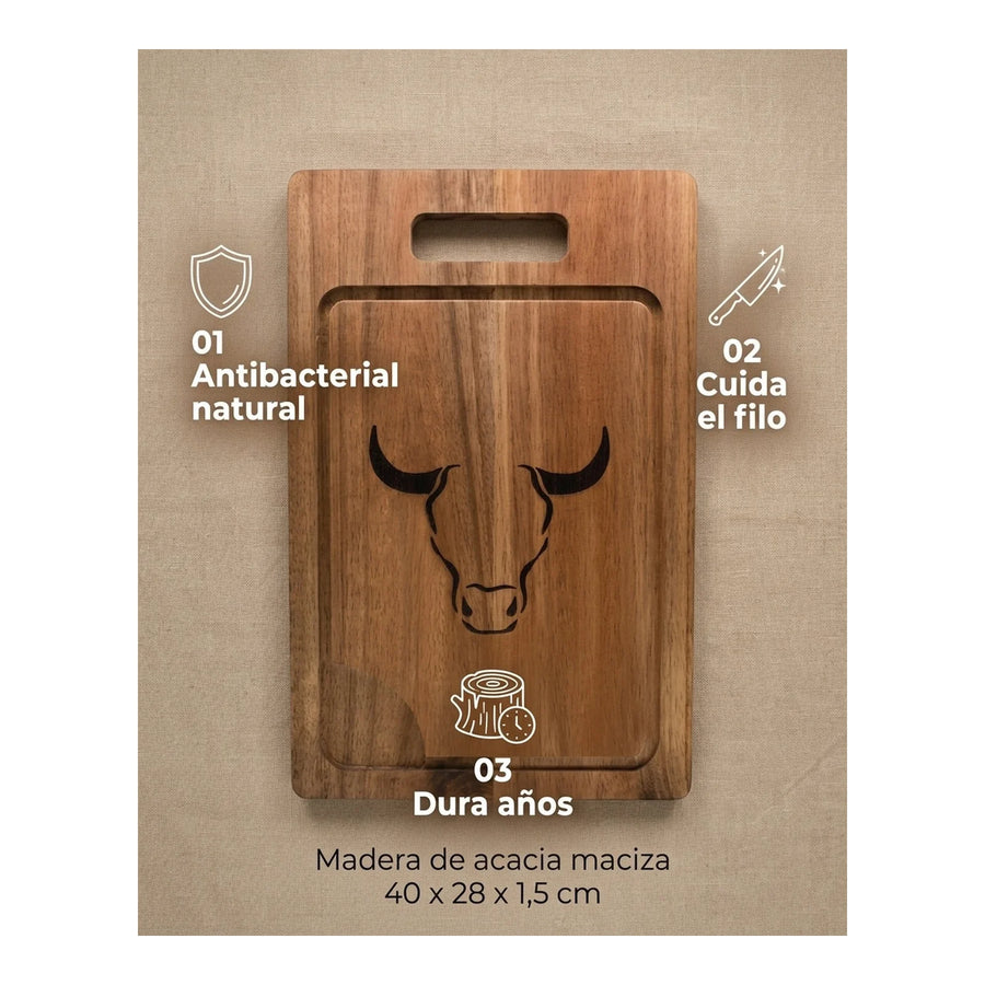Tabla Wayu Madera Acacia 40cm + Grabado Personalizado