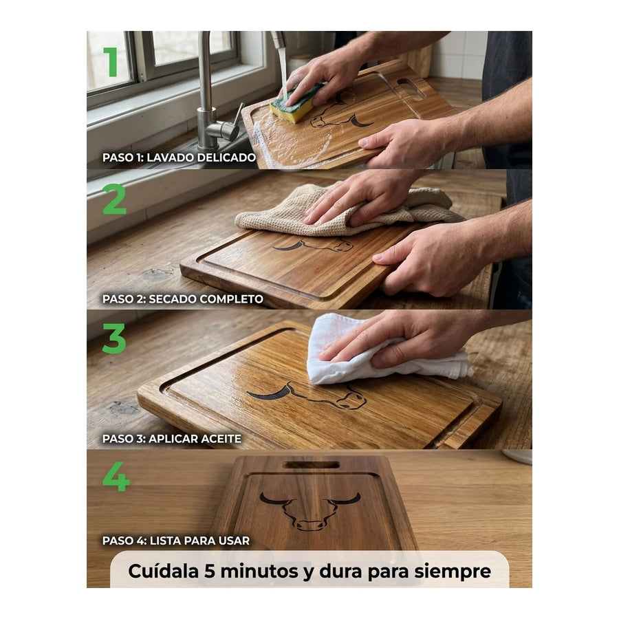 Tabla Wayu Madera Acacia 40cm + Grabado Personalizado
