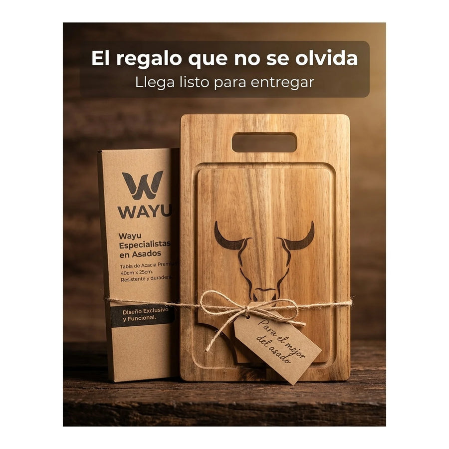 Tabla Wayu Madera Acacia 40cm + Grabado Personalizado