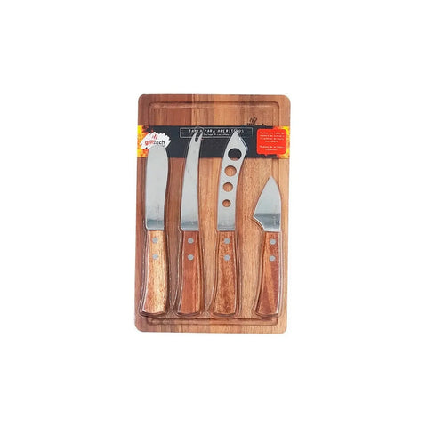 Tabla Aperitivo 4 Cuchillos Grilltech Picoteo Picadillo Bbq + Grabado Personalizado