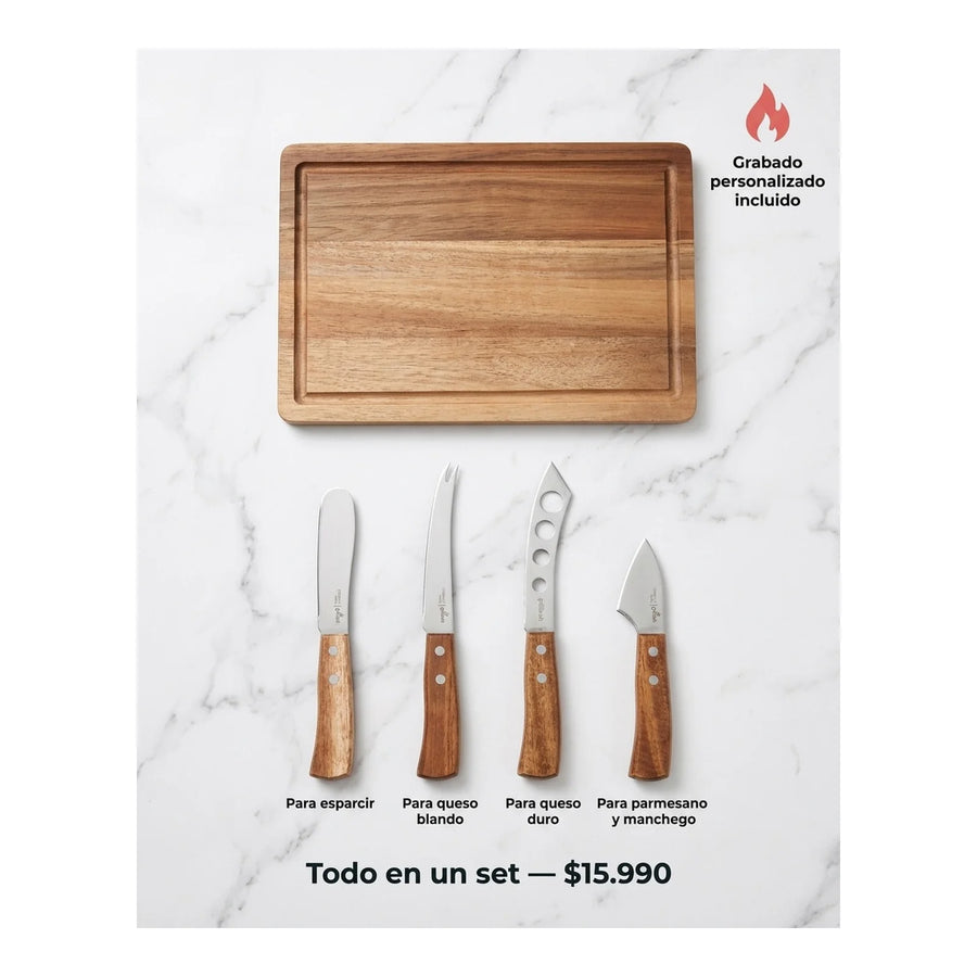 Tabla Aperitivo 4 Cuchillos Grilltech Picoteo Picadillo Bbq + Grabado Personalizado