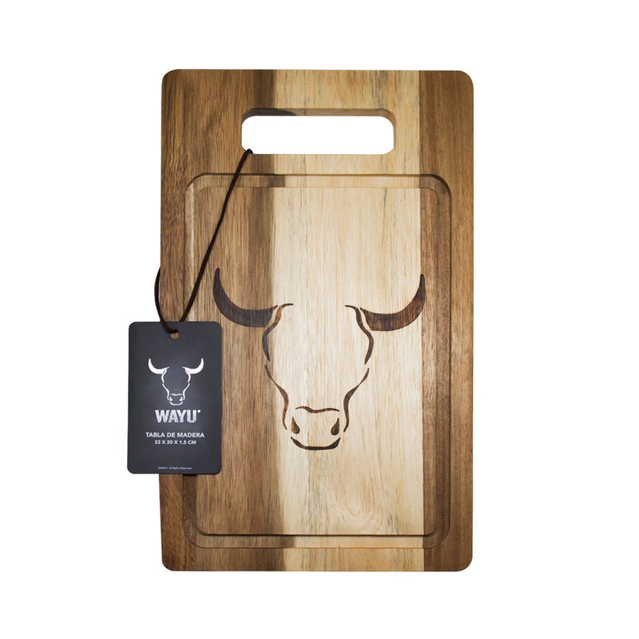 Tabla De Cortar Picar Carne Acacia 33cm Wayu + Grabado Personalizado