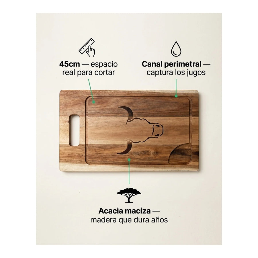 Tabla De Cortar Picar Carne 45cm Wayu + Grabado Personalizado