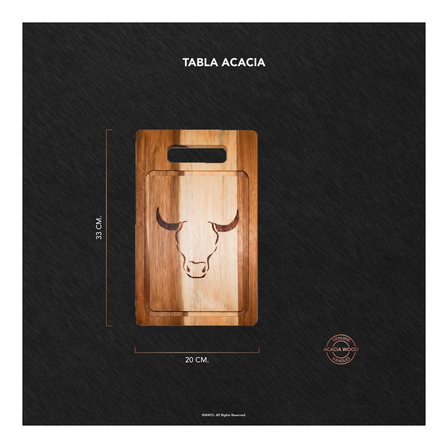 Tabla De Cortar Picar Carne Acacia 33cm Wayu + Grabado Personalizado