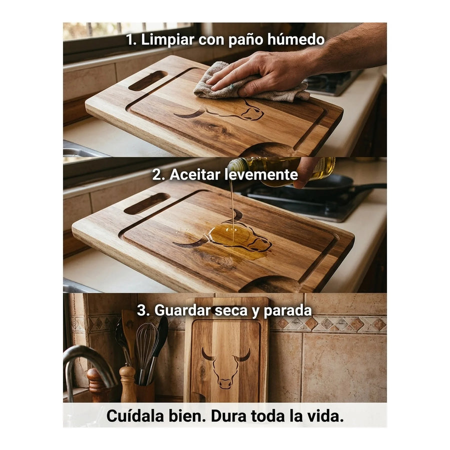 Tabla De Cortar Picar Carne 50cm Wayu + Grabado Personalizado