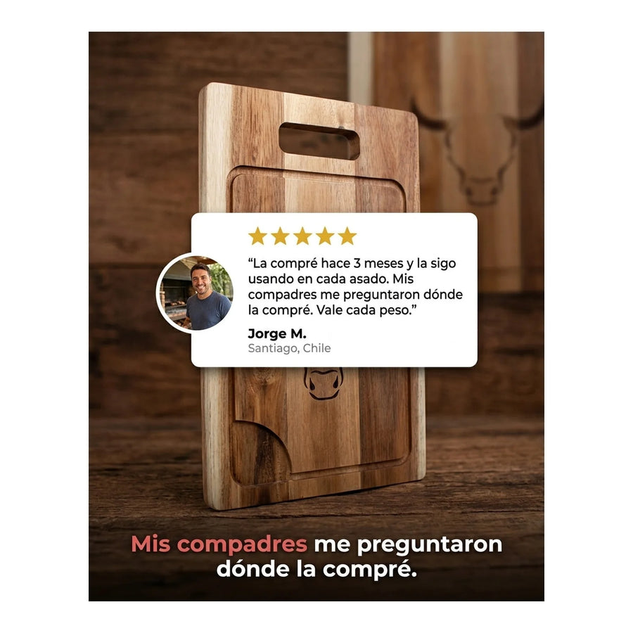 Tabla De Cortar Picar Carne 45cm Wayu + Grabado Personalizado