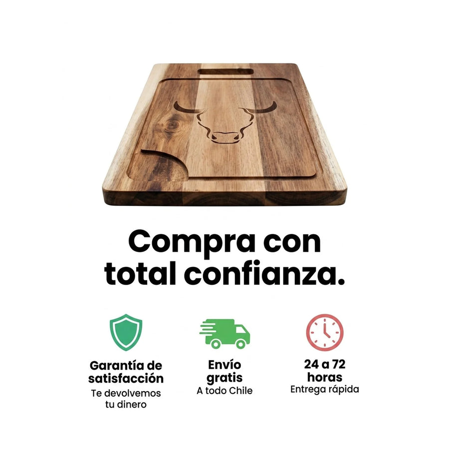 Tabla De Cortar Picar Carne 45cm Wayu + Grabado Personalizado