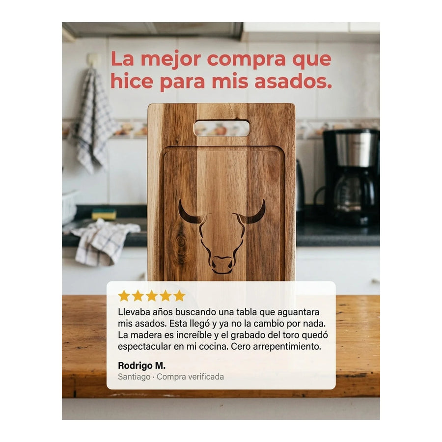 Tabla De Cortar Picar Carne 50cm Wayu + Grabado Personalizado