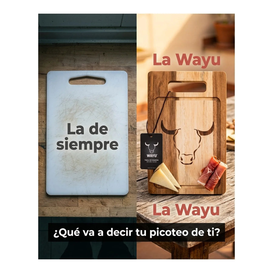 Tabla De Cortar Picar Carne Acacia 33cm Wayu + Grabado Personalizado