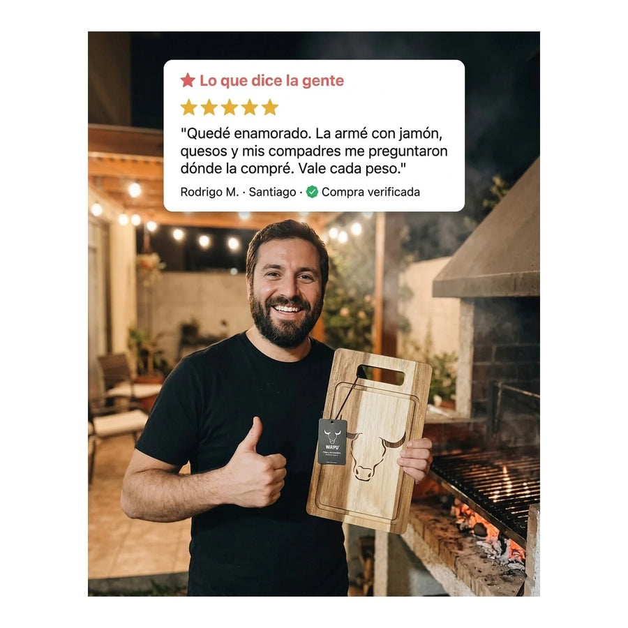 Tabla De Cortar Picar Carne Acacia 33cm Wayu + Grabado Personalizado