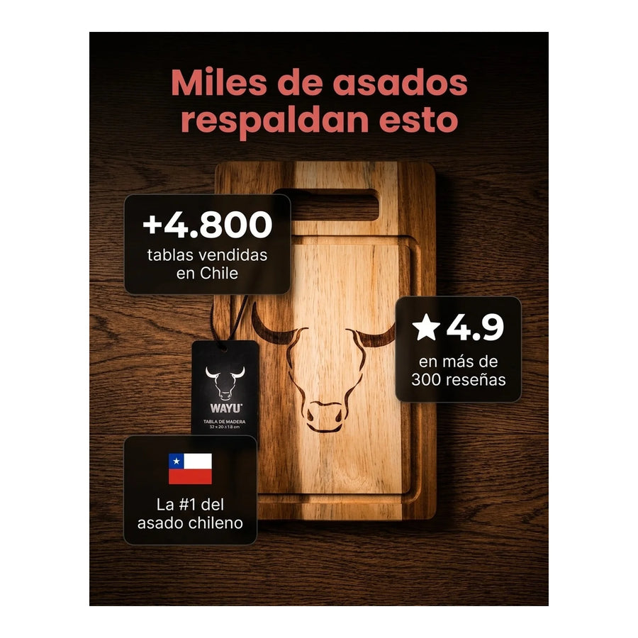 Tabla De Cortar Picar Carne Acacia 33cm Wayu + Grabado Personalizado
