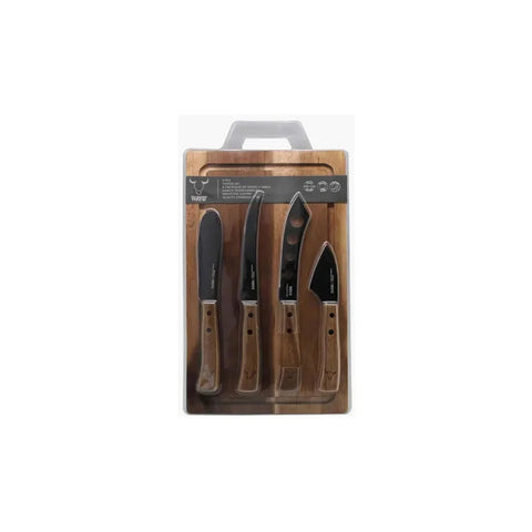 Tabla Para Aperitivos Wayu + 4 Cuchillos Quesos Premium + Grabado Personalizado
