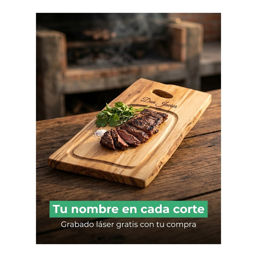 Tabla para Carne Madera Nativa 40cm + Grabado Personalizado