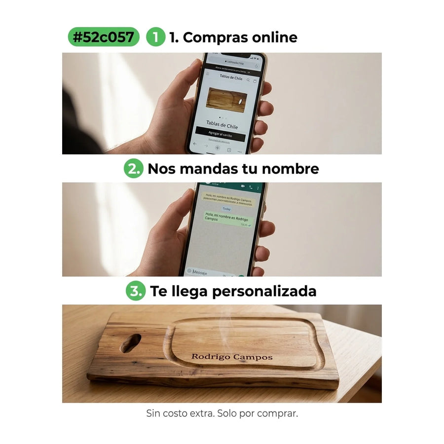 Tabla para Carne Madera Nativa 30cm + Grabado Personalizado