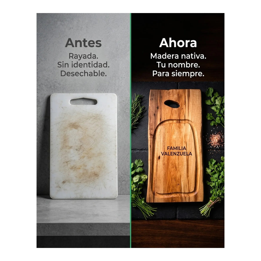 Tabla para Carne Madera Nativa 60cm + Grabado Personalizado