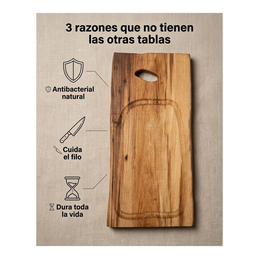 Tabla para Carne Madera Nativa 60cm + Grabado Personalizado