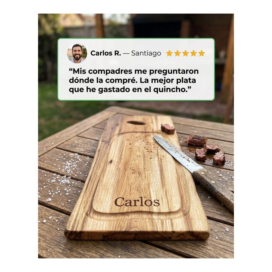 Tabla para Carne Madera Nativa 30cm + Grabado Personalizado
