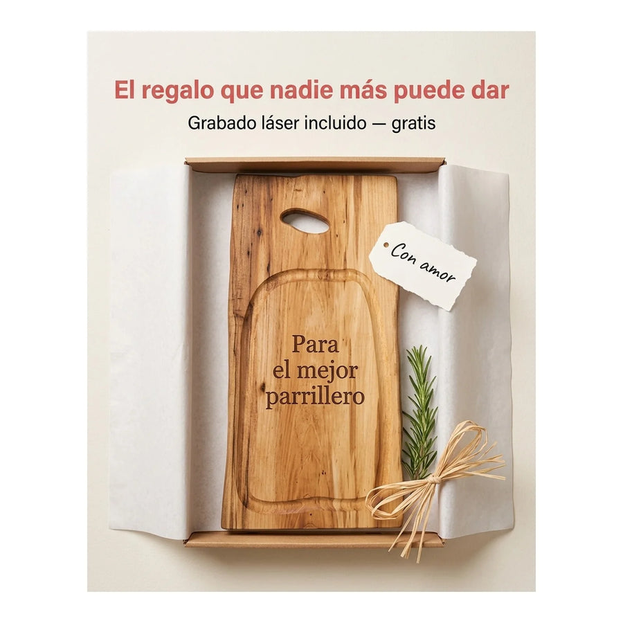 Tabla para Carne Madera Nativa 60cm + Grabado Personalizado