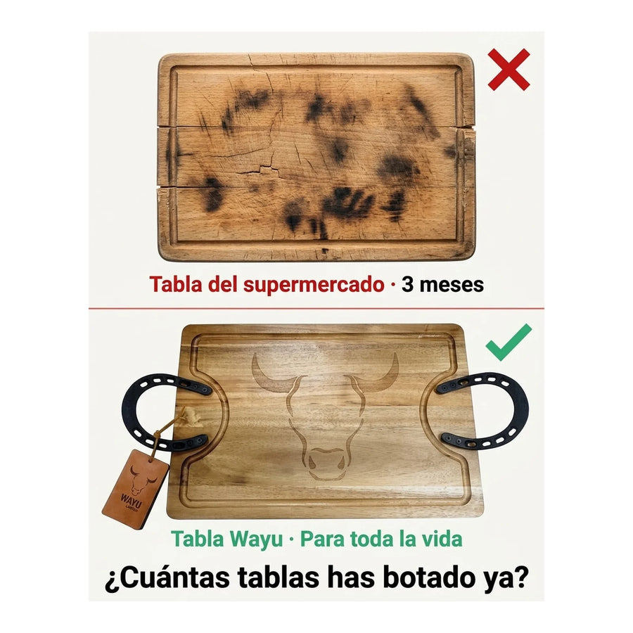 Tabla Para Picar Carne Picadillos Madera Premium Wayu Large + Grabado Personalizado