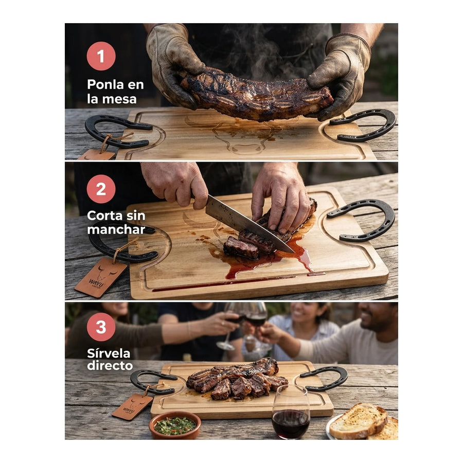 Tabla Para Picar Carne Picadillos Madera Premium Wayu Large + Grabado Personalizado