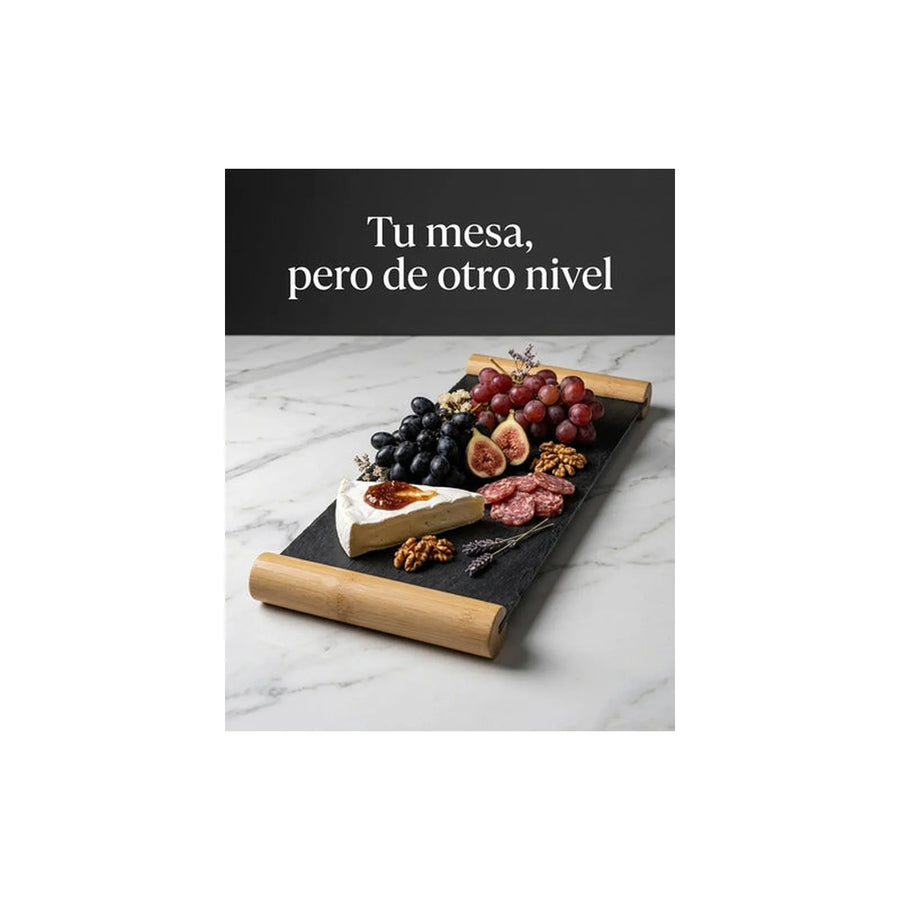 Tabla Piedra Pizarra Wayu 40cm Liso Negro