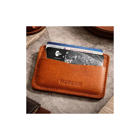Tarjetero De Cuero Horizontal + Grabado Làser Gratis Café Cuero