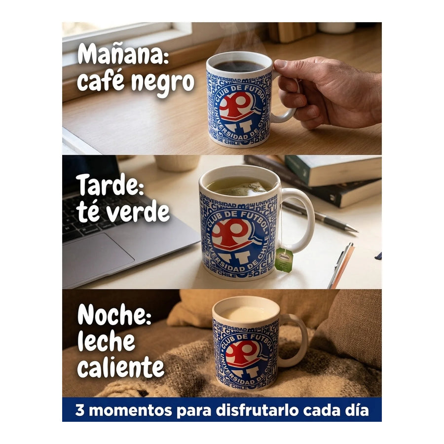 Tazón Mug Clásico U De Chile Uch Vaso Café Té Premium Coffee