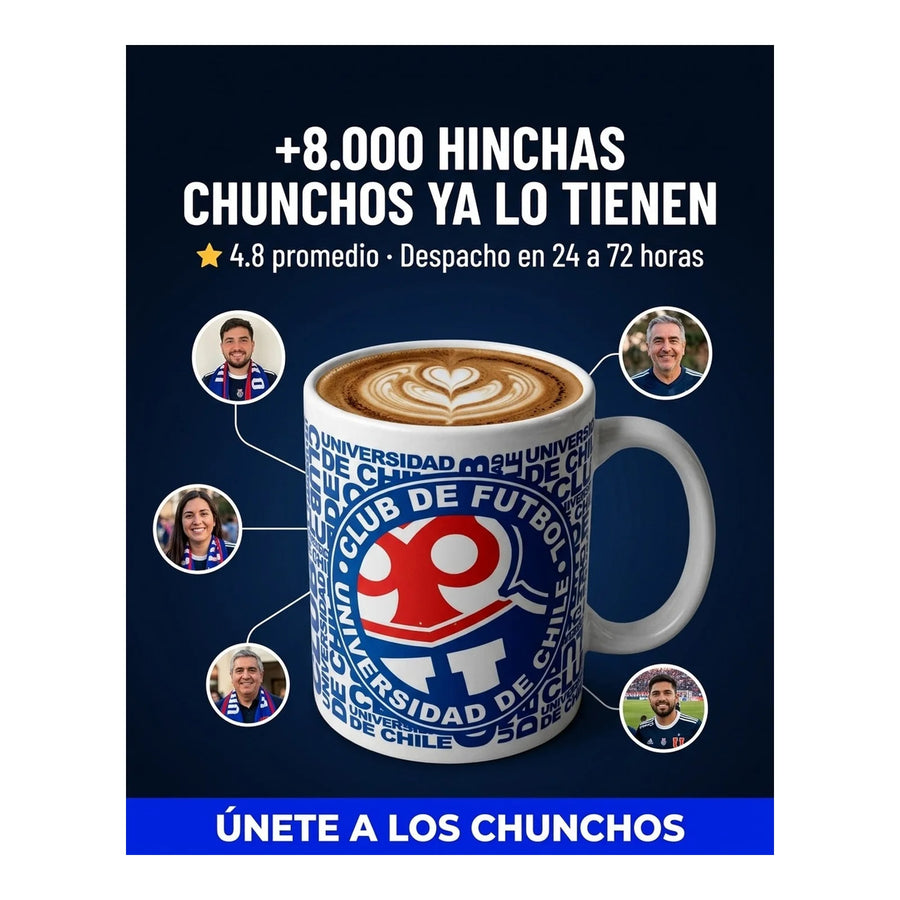 Tazón Mug Clásico U De Chile Uch Vaso Café Té Premium Coffee