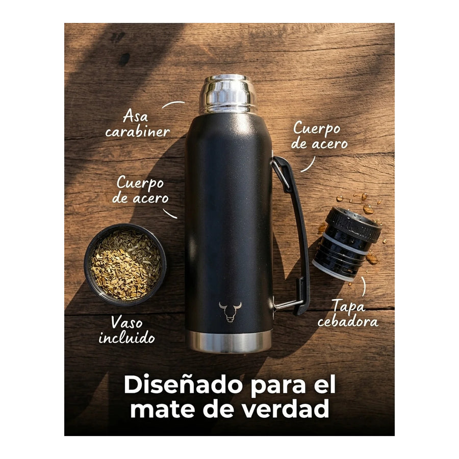 Termo Wayu Premiun De 1 Litro Agua Caliente Libre Bpa Mate + Grabado Personalizado