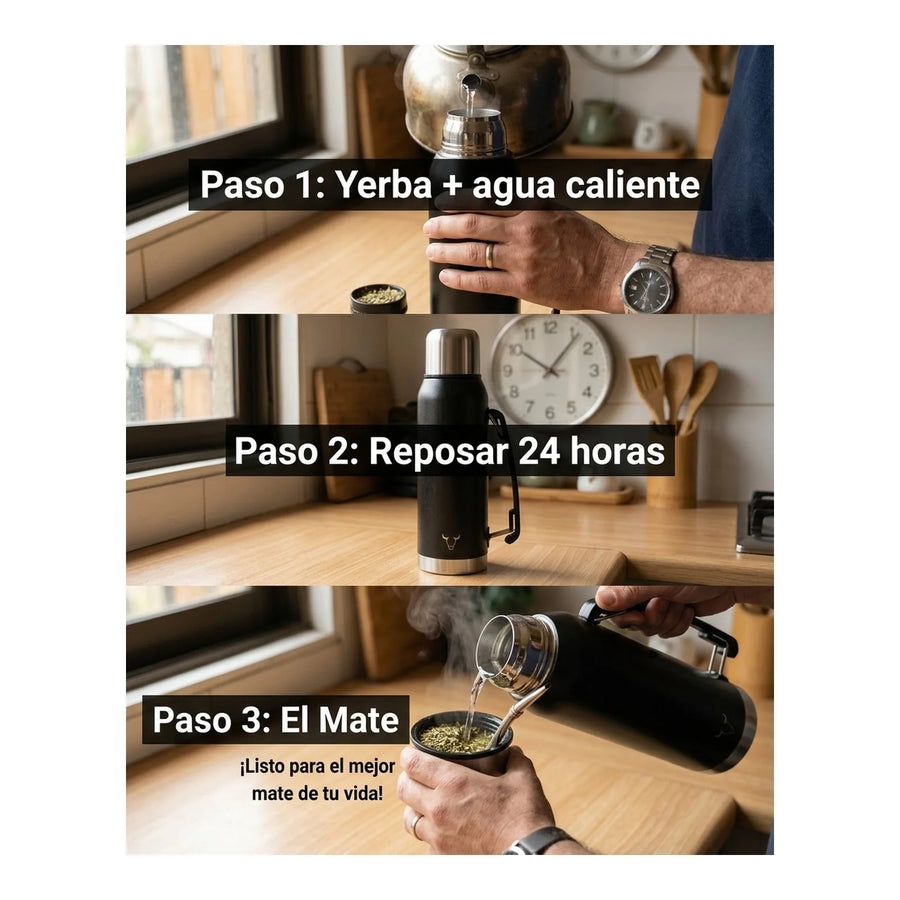 Termo Wayu Premiun De 1 Litro Agua Caliente Libre Bpa Mate + Grabado Personalizado