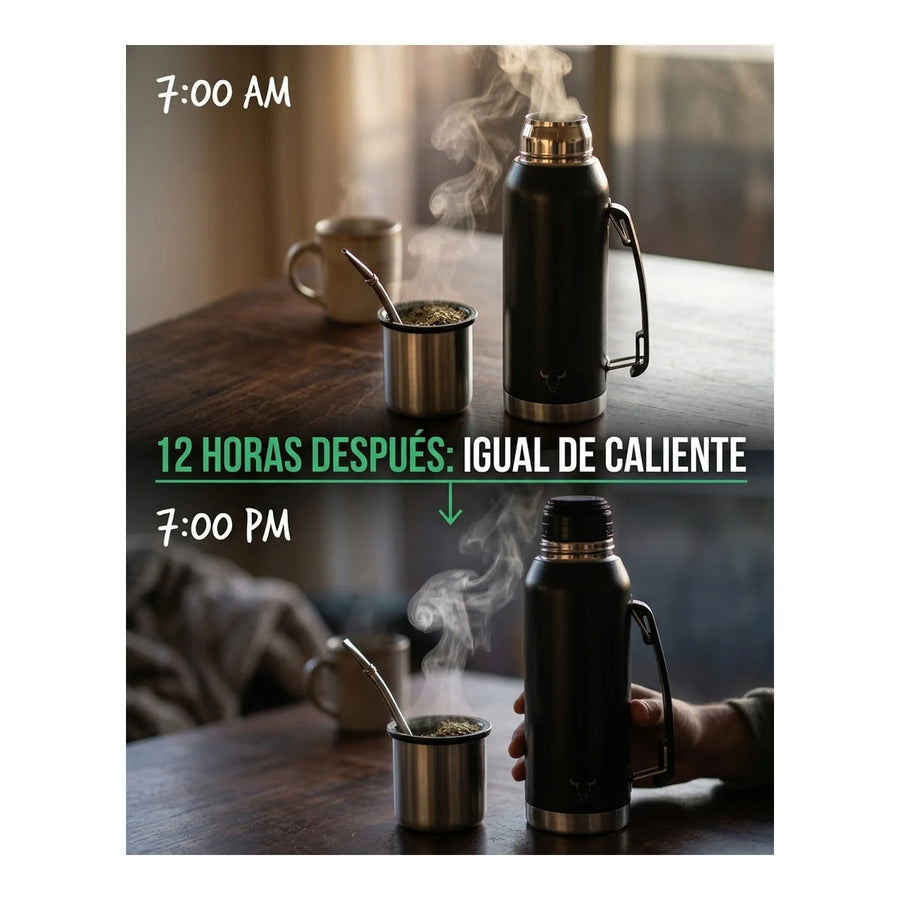 Termo Wayu Premiun De 1 Litro Agua Caliente Libre Bpa Mate + Grabado Personalizado