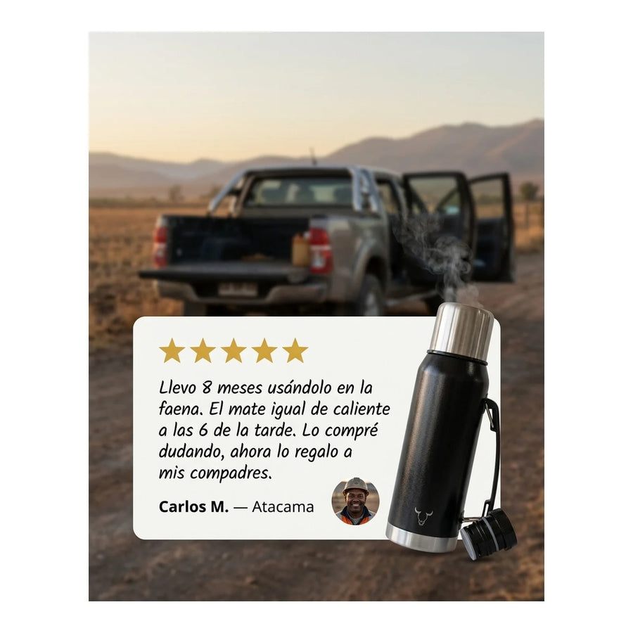 Termo Wayu Premiun De 1 Litro Agua Caliente Libre Bpa Mate + Grabado Personalizado