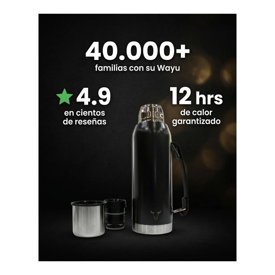 Termo Wayu Premiun De 1 Litro Agua Caliente Libre Bpa Mate + Grabado Personalizado