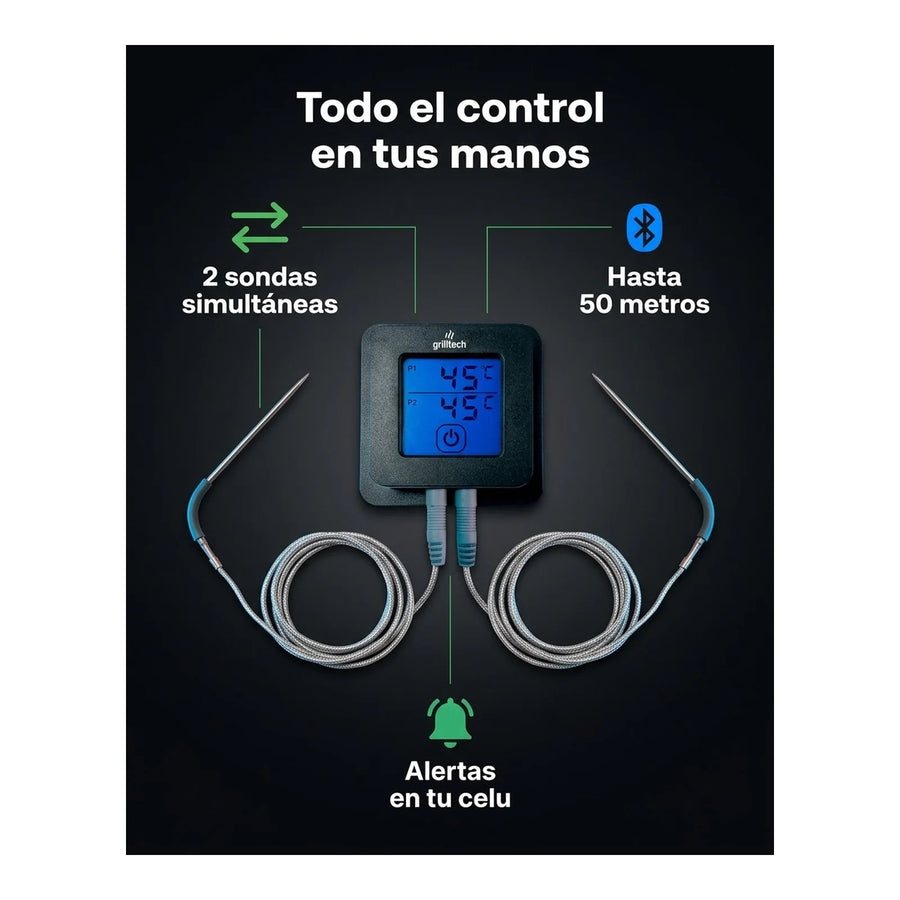 Termómetro Bluetooth Digital 2 Sondas Carne Asado Bbq