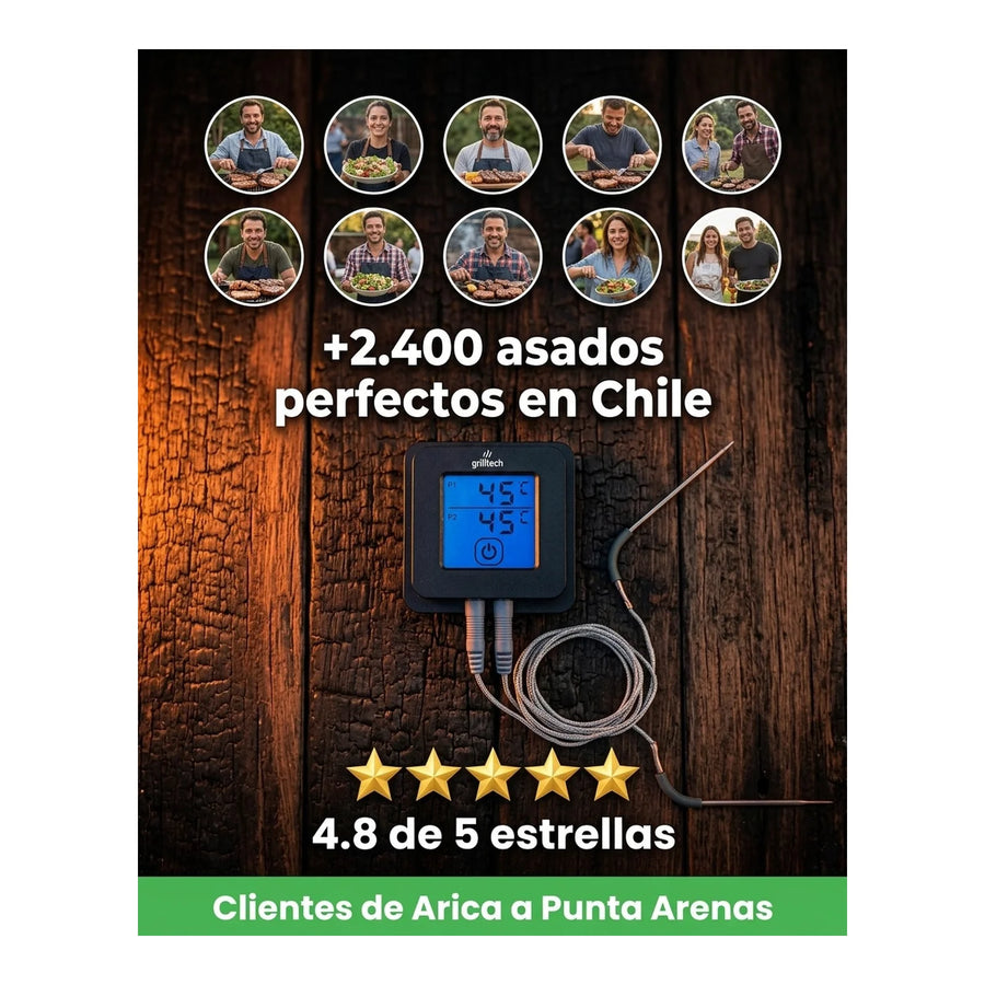 Termómetro Bluetooth Digital 2 Sondas Carne Asado Bbq