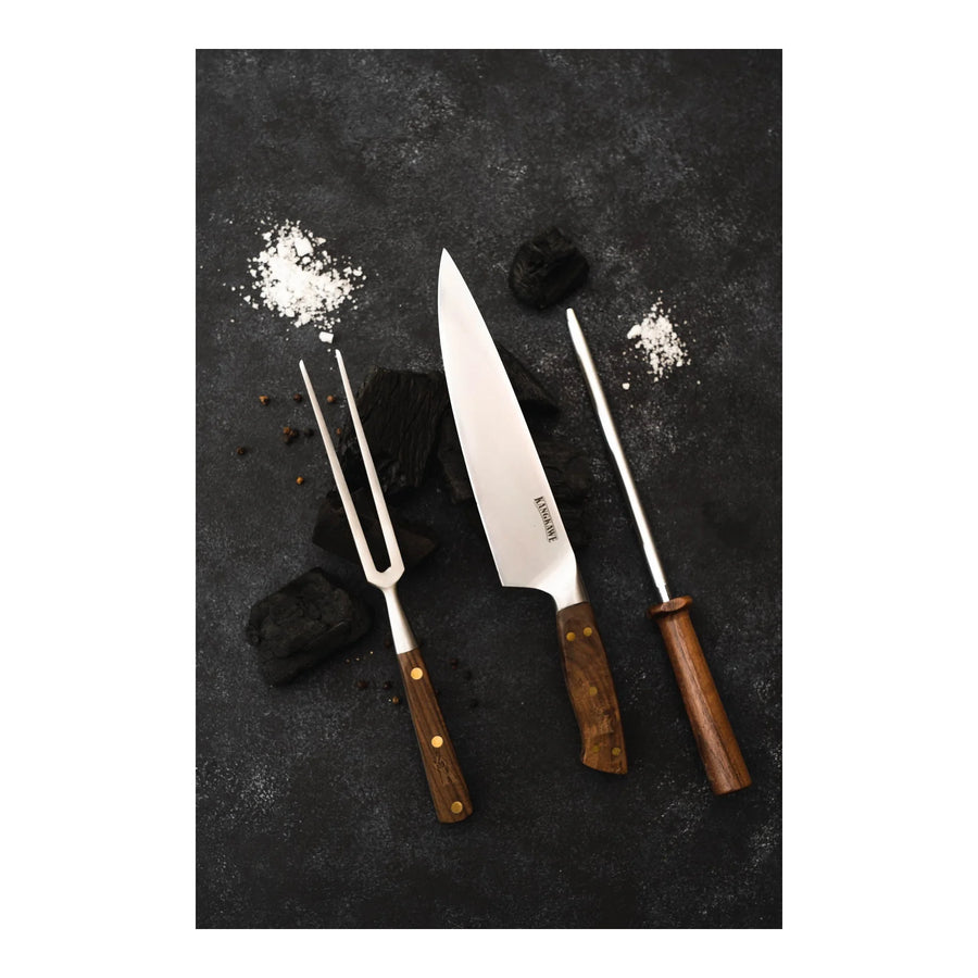 Trilogía en Cuero Kangkawe: Pincho Pro + Cuchillo Catemu + Astil + Grabado Láser