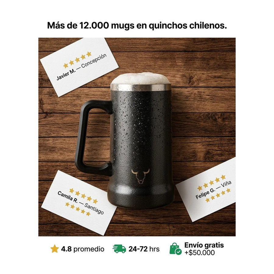 Vaso Acero Inoxidable Wayu 750 Ml Beer Mug Cerveza Bar + Grabado Personalizado