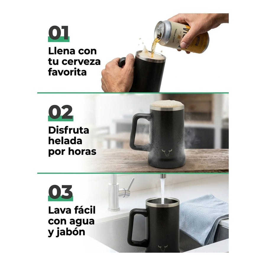 Vaso Acero Inoxidable Wayu 750 Ml Beer Mug Cerveza Bar + Grabado Personalizado