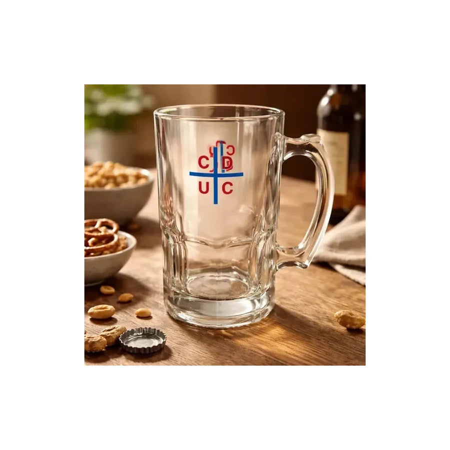 Vaso Cervecero Vidrio 1 Litro Universidad Católica Titanio Shopero
