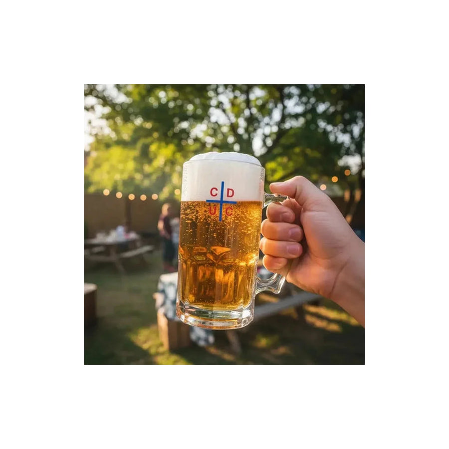 Vaso Cervecero Vidrio 1 Litro Universidad Católica Titanio Shopero