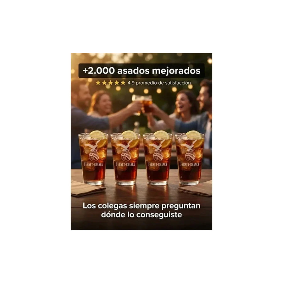 Vaso Fernet Pack X4 Branca 490ml Asado Parrilla Botella Transparente