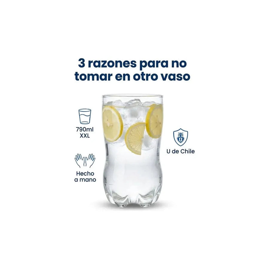 Vaso Premium 790 Ml Botella Cortada U De Chile Blanco