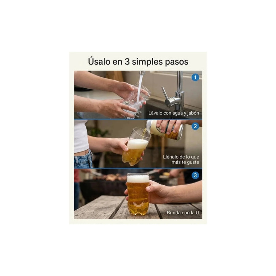 Vaso Premium 790 Ml Botella Cortada U De Chile Blanco