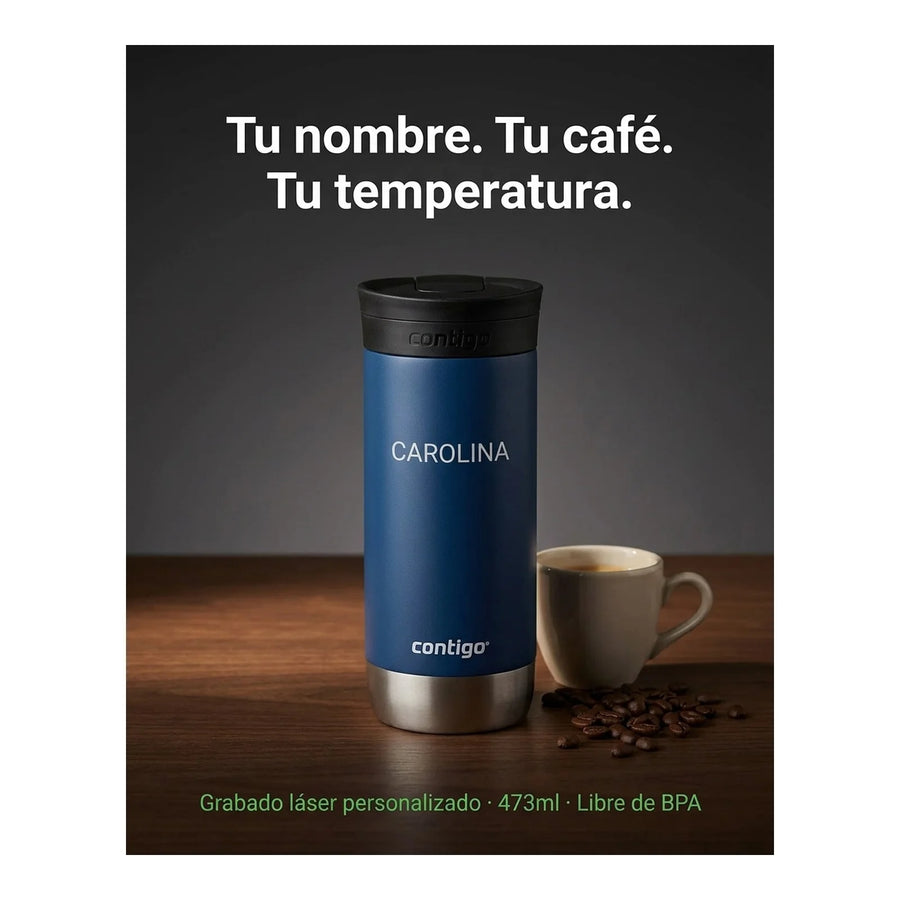 Vaso termico Contigo Huron Azul 473ml + Grabado Personalizado