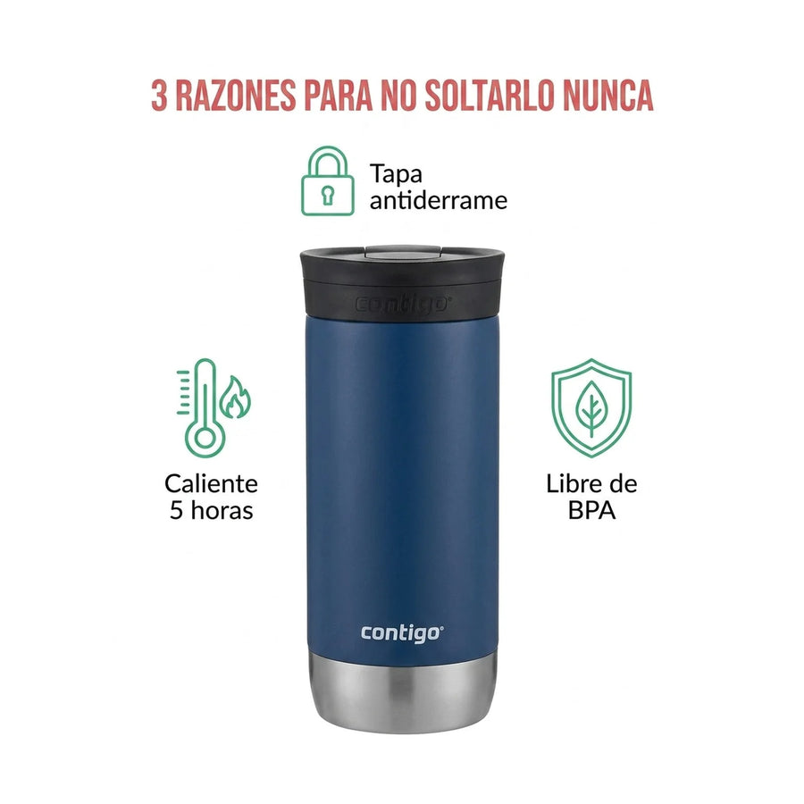 Vaso termico Contigo Huron Azul 473ml + Grabado Personalizado