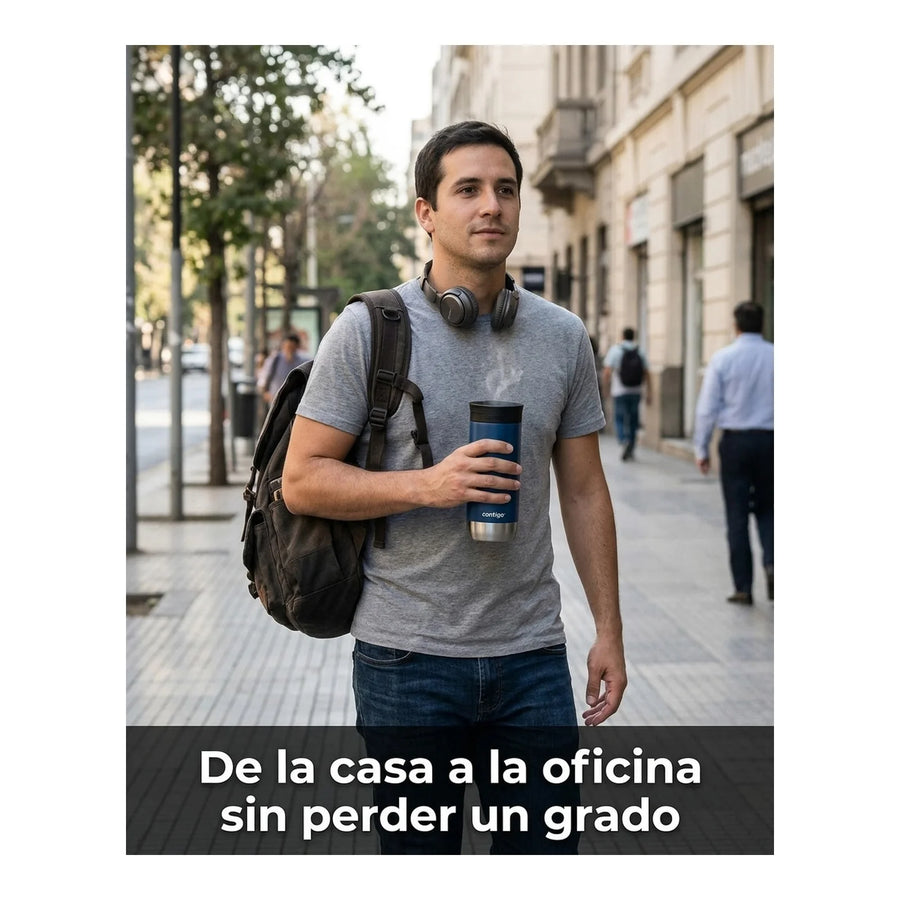 Vaso termico Contigo Huron Azul 473ml + Grabado Personalizado