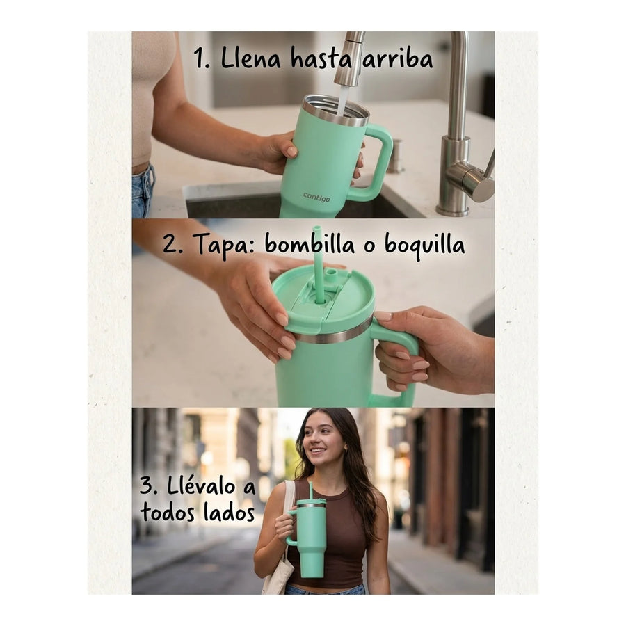 Vaso Térmico Contigo® Streeterville 1,2 LT Verde + Grabado Personalizado